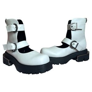 White Ankle Boots with Buckles